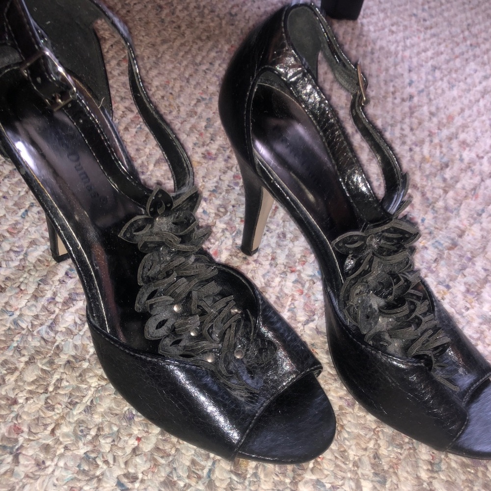 Black Flower  Heels